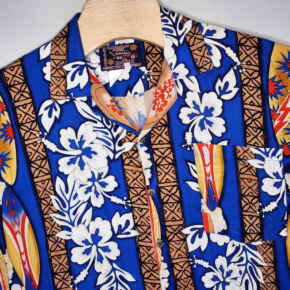 Vintage Hawaiian Shirt‎ Mens XL Original By Basix Short Sleeve Button Up Classic
